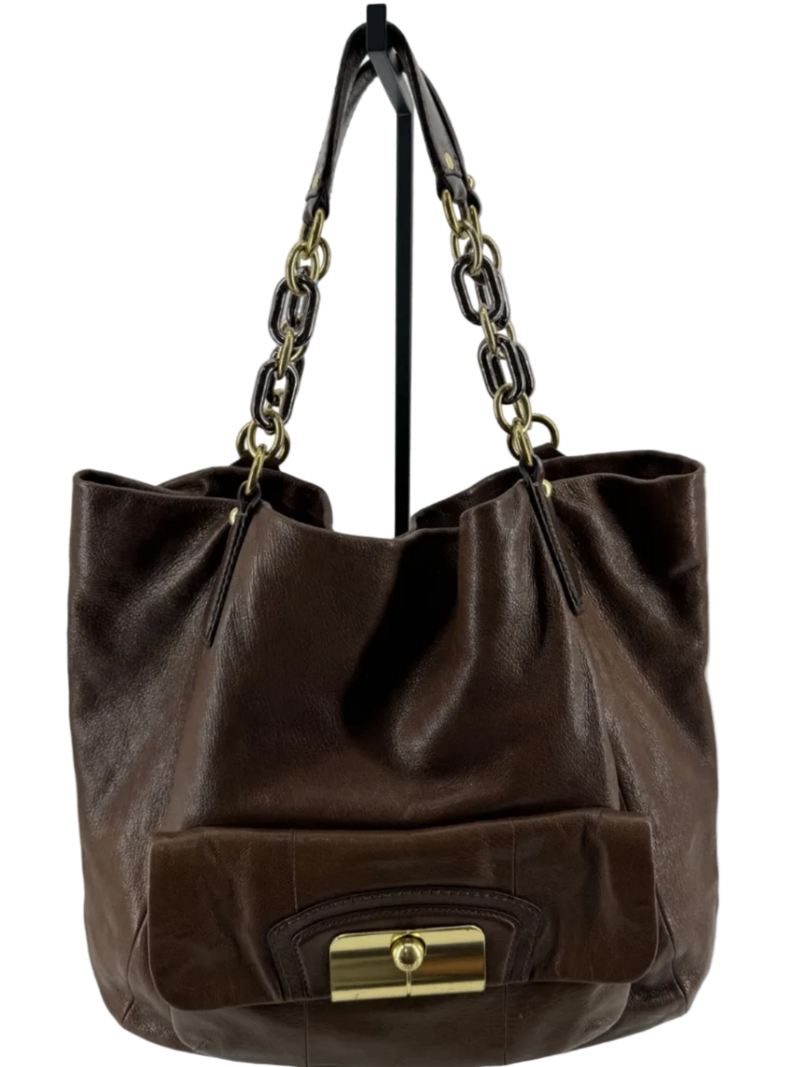 Coach Kristin Brown Leather Tote Shoulder Bag