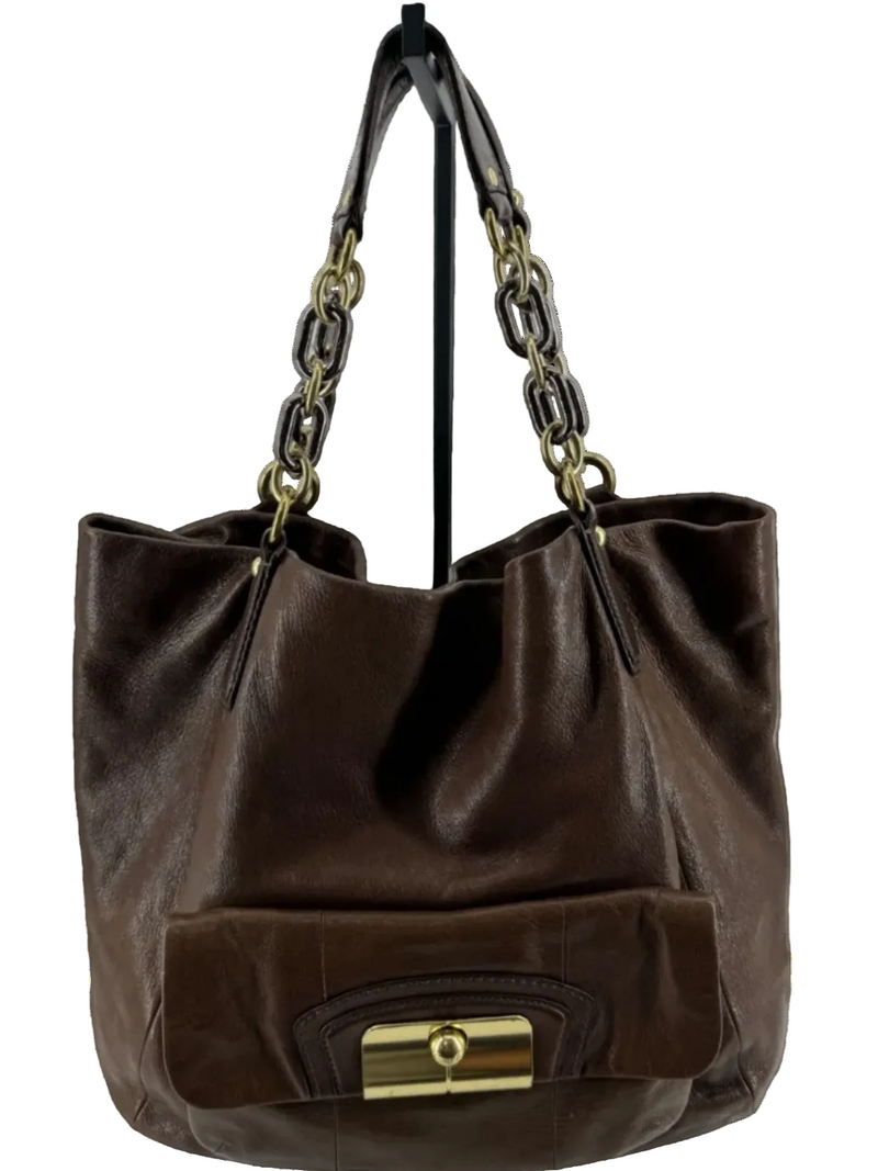 Coach Kristin Brown Leather Tote Shoulder Bag