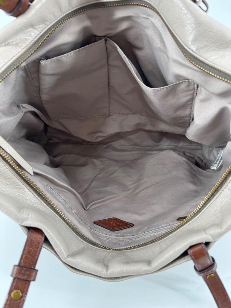 Fossil Taupe Tote with Key Charm