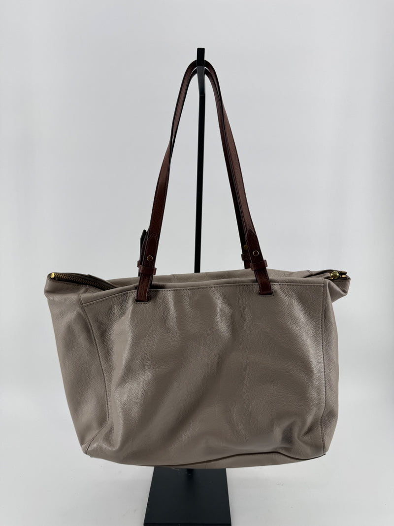 Fossil Taupe Tote with Key Charm