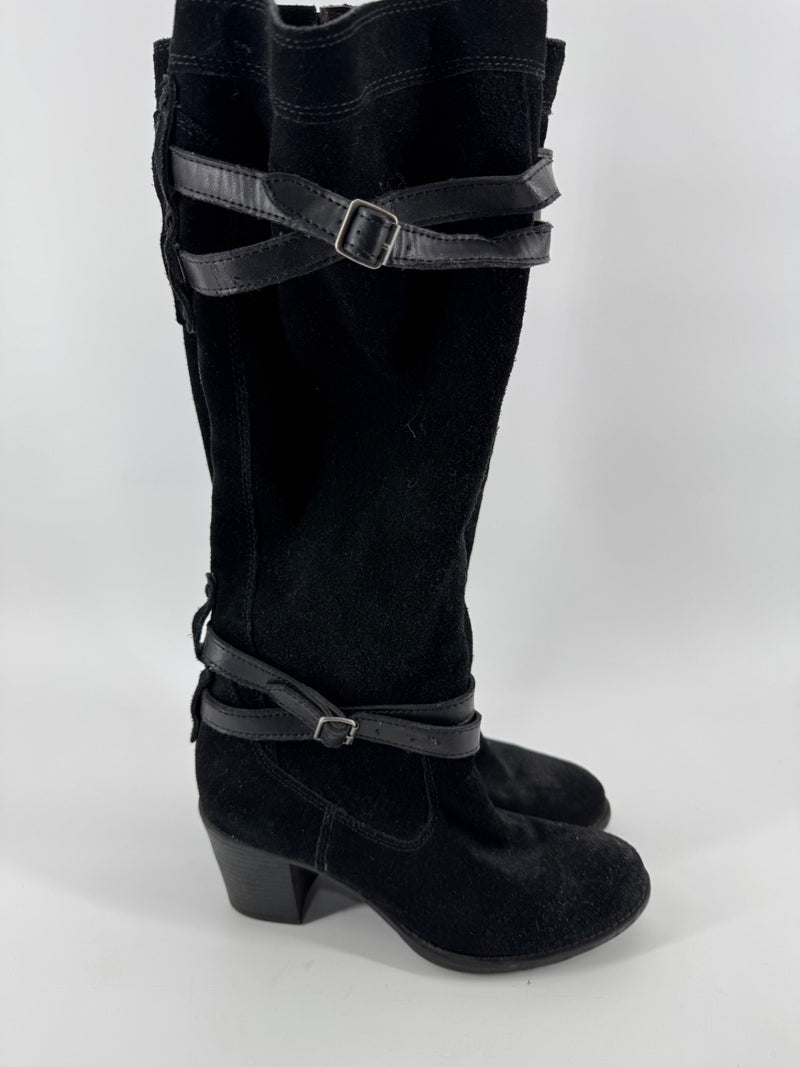 Kelly & Katie Black Suede Knee High Boots