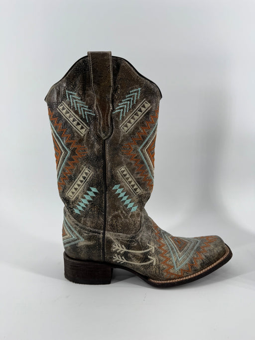 Corral Southwestern Embroidered Square Toe Boots 9