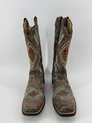 Corral Southwestern Embroidered Square Toe Boots 9