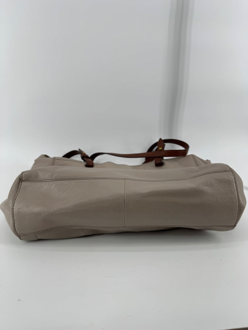 Fossil Taupe Tote with Key Charm