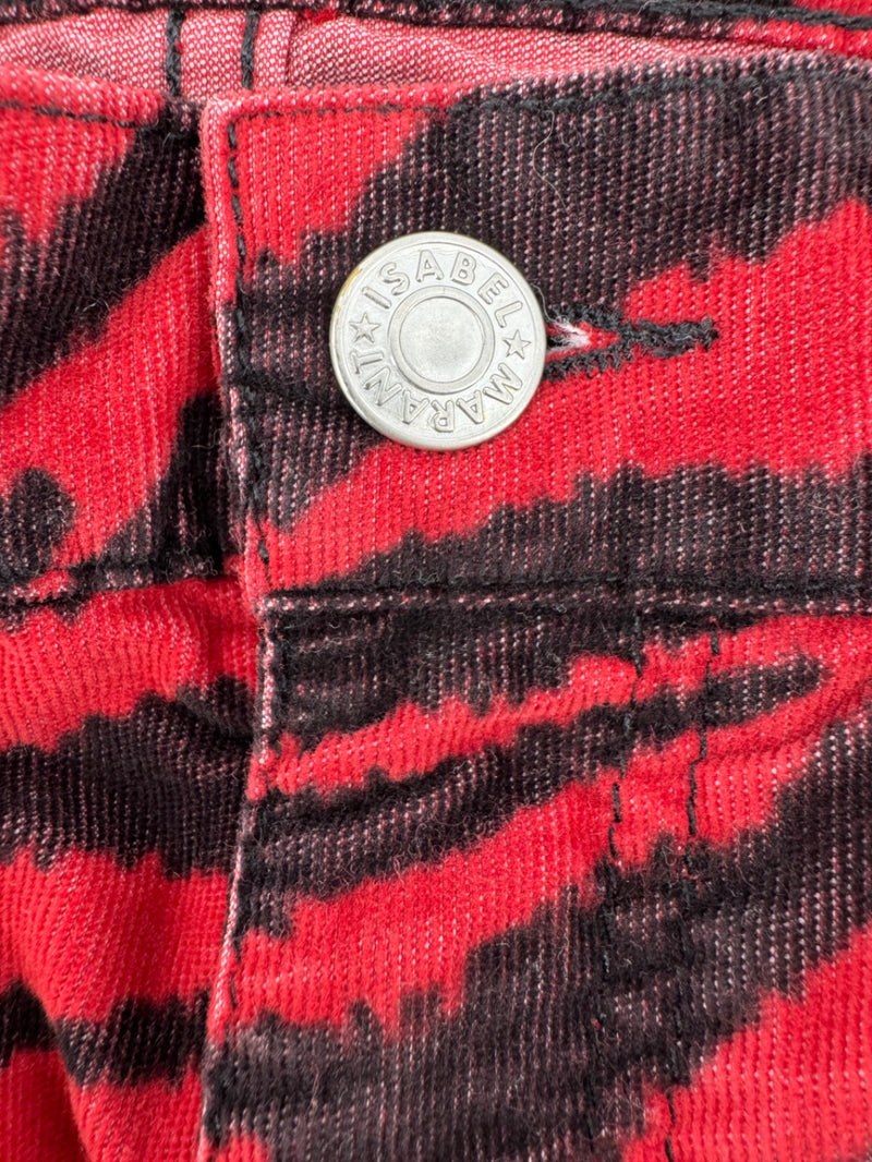 Isabel Marant Etoile Red/Black Zebra Print Pants