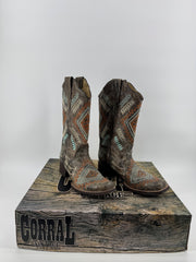 Corral Southwestern Embroidered Square Toe Boots 9