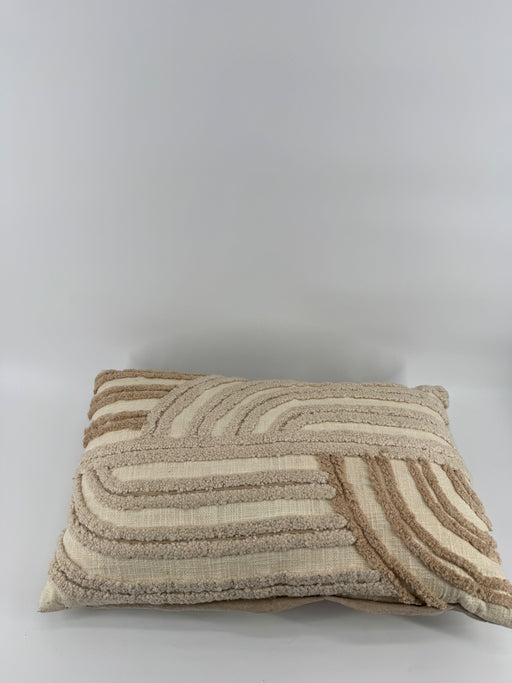 World Market Beige Patterned Pillow