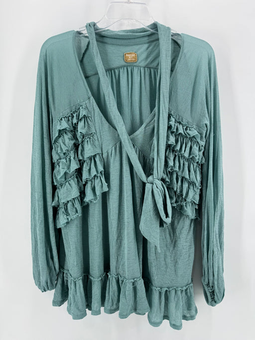Free-est Teal Ruffle Top