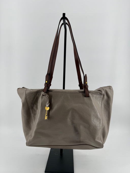 Fossil Taupe Tote with Key Charm