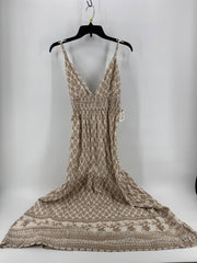 Sim & Sam Beige Linen Oat Print Dress