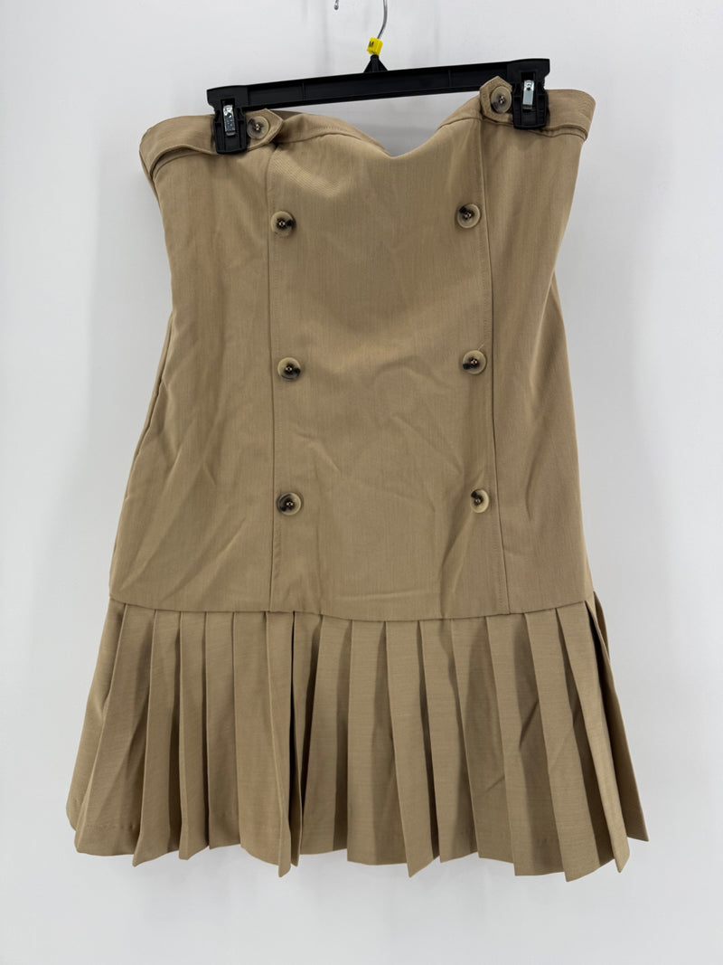 Maeve Button Pleated Strapless Dress