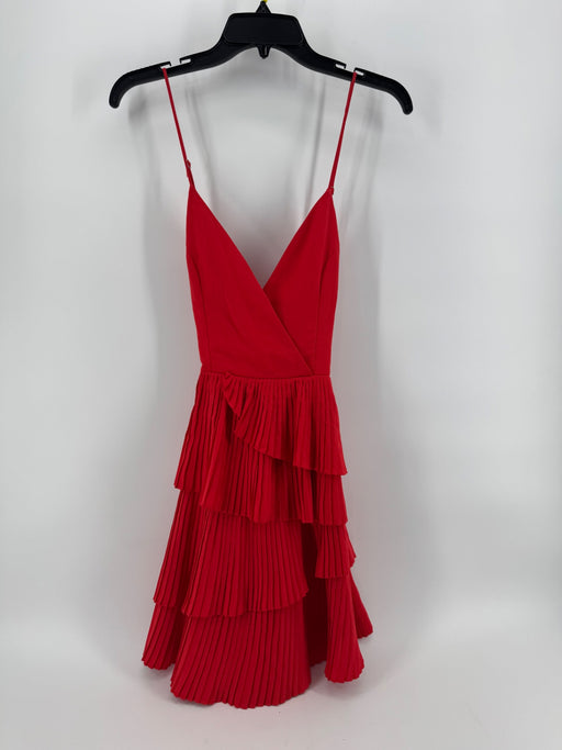 Selfie Red Layered Pleat Dress