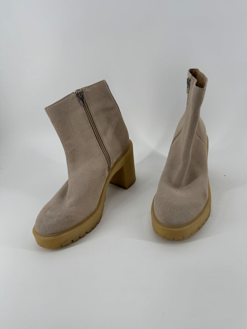 Dolce Vita Beige Chunky Heel Boots