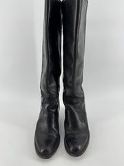 Frye Black Knee Length Leather Boots