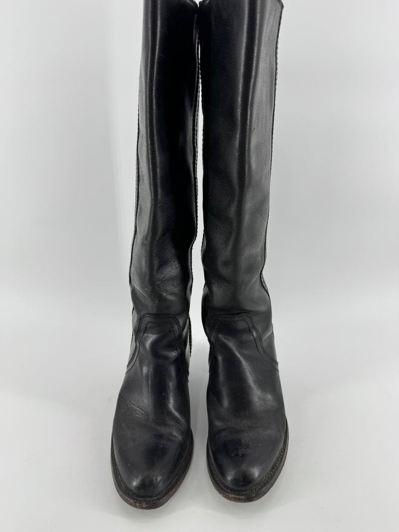 Frye Black Knee Length Leather Boots