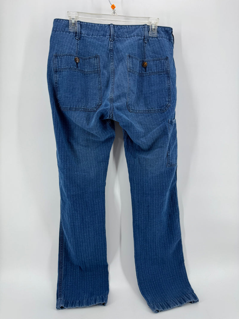 Alex Mill Blue Button Zip Pants