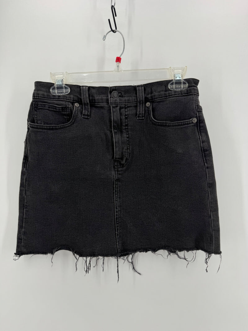 Madewell Black Distressed Denim Skirt