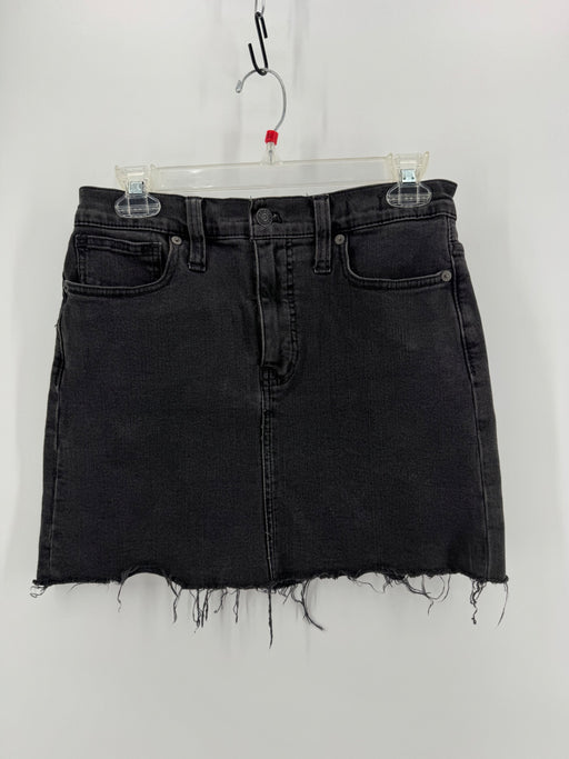 Madewell Black Distressed Denim Skirt