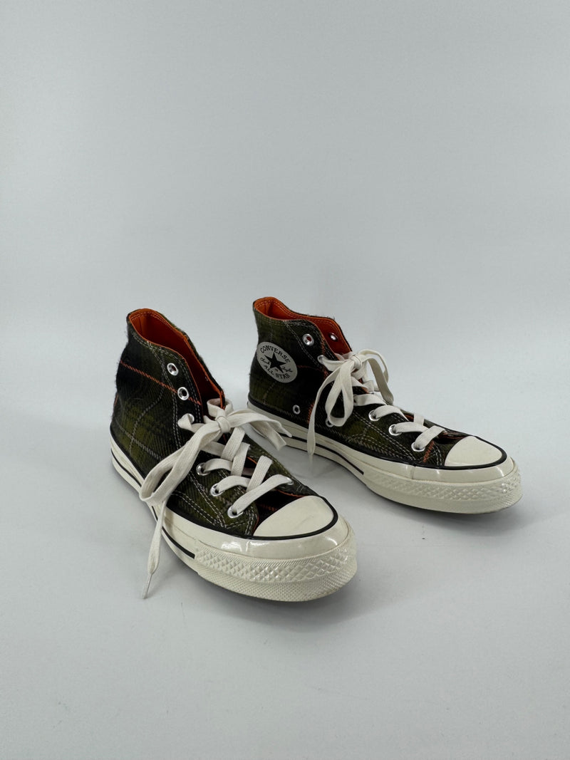 Converse Green Plaid High Tops