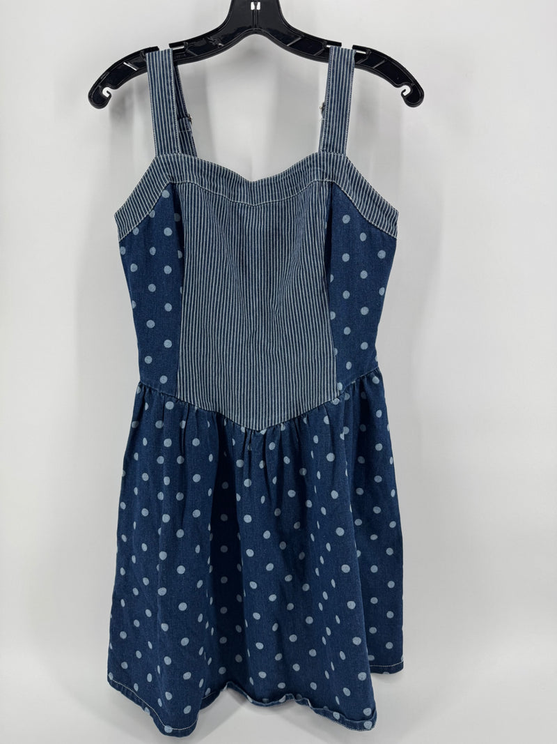 Sunday Edition Denim Polka Dotted Dress