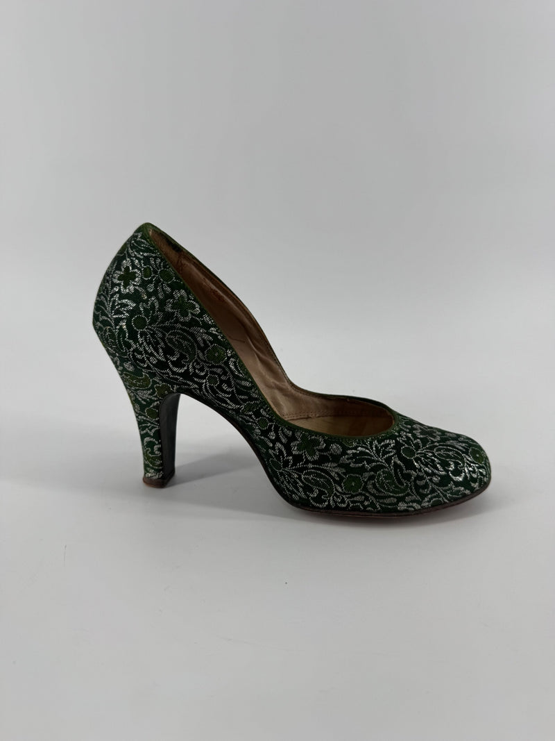 QualiCraft Deluxe Green/Silver Vintage Heels