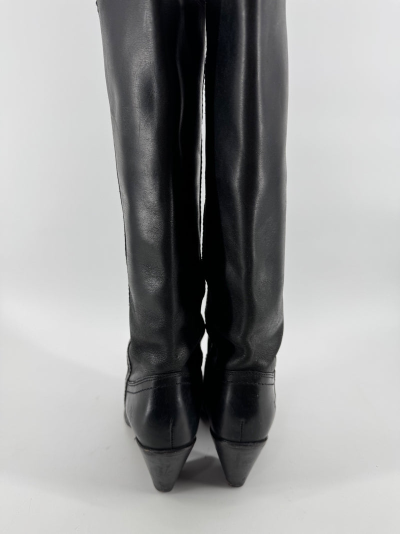 Frye Black Knee Length Leather Boots
