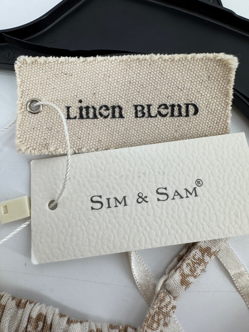 Sim & Sam Beige Linen Oat Print Dress