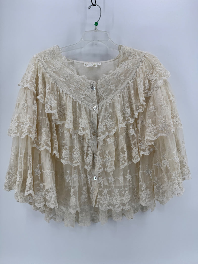 Paper Lace Ivory Ruffle Lace Top