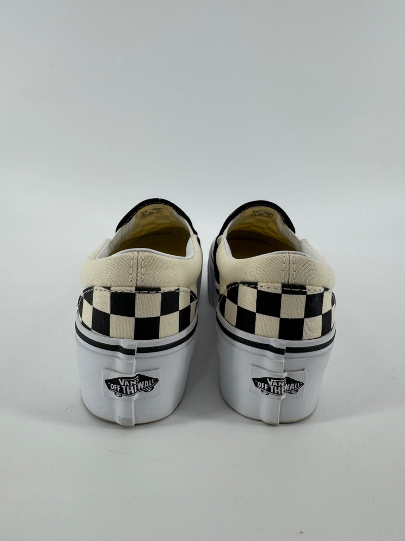 Vans Cream/Black Checkered Print