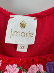 J.Marie Red Embroidered Blouse