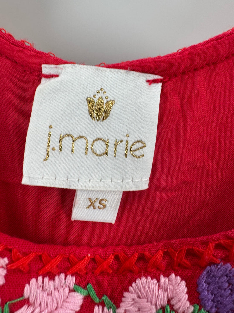 J.Marie Red Embroidered Blouse