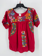J.Marie Red Embroidered Blouse