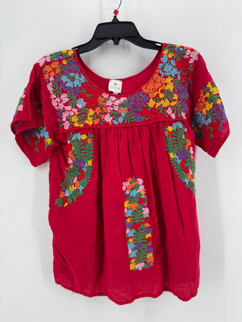 J.Marie Red Embroidered Blouse