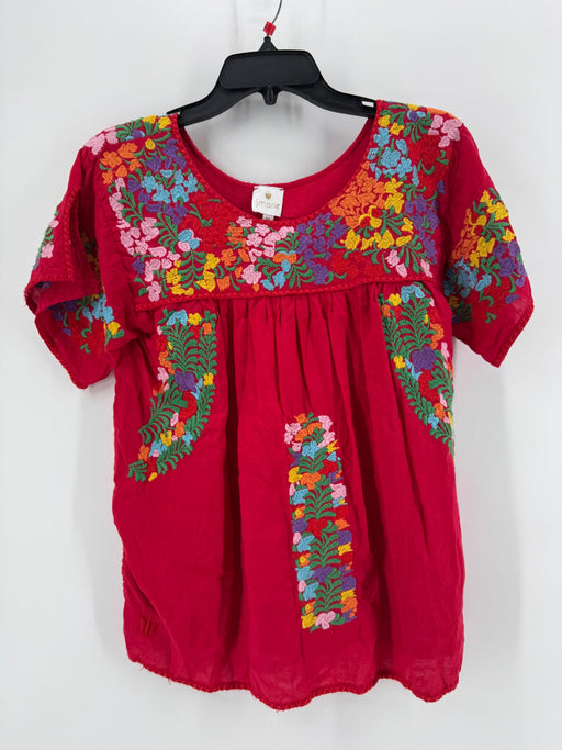 J.Marie Red Embroidered Blouse