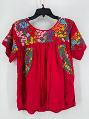 J.Marie Red Embroidered Blouse