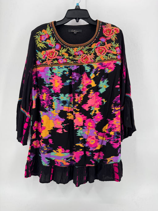 Caleoaa Black Embroidered Top