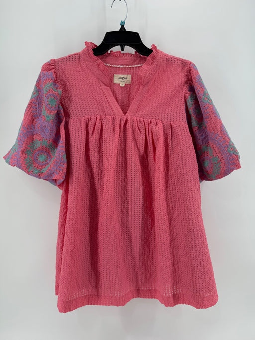 Umgee Pink Embroidered Sleeve Top