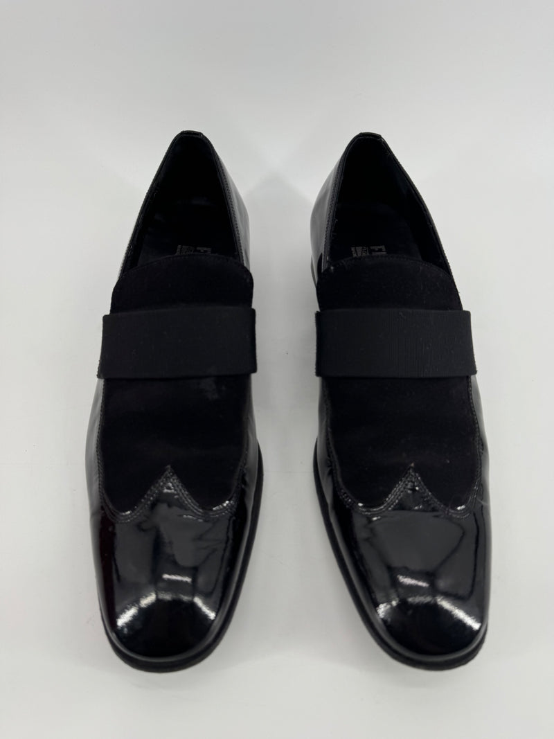 Salvatore Ferragamo Mens Patent Leather Dress Shoes - Black Size 10