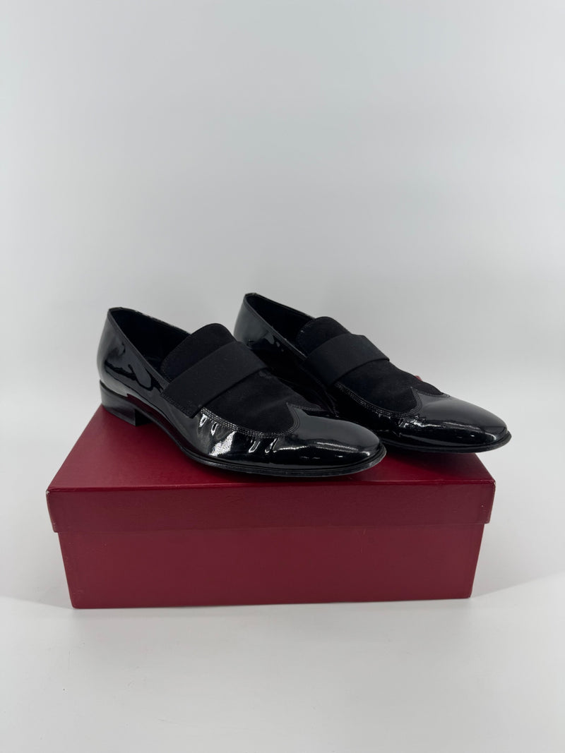 Salvatore Ferragamo Mens Patent Leather Dress Shoes - Black Size 10