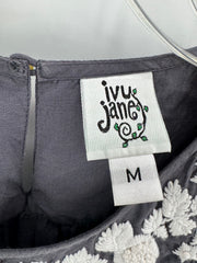 Ivy Jane Gray Embroidered Top Size M