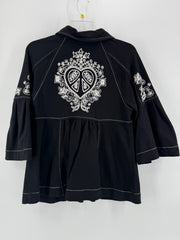 Ivy Jane Black Embroidered Coat Size M