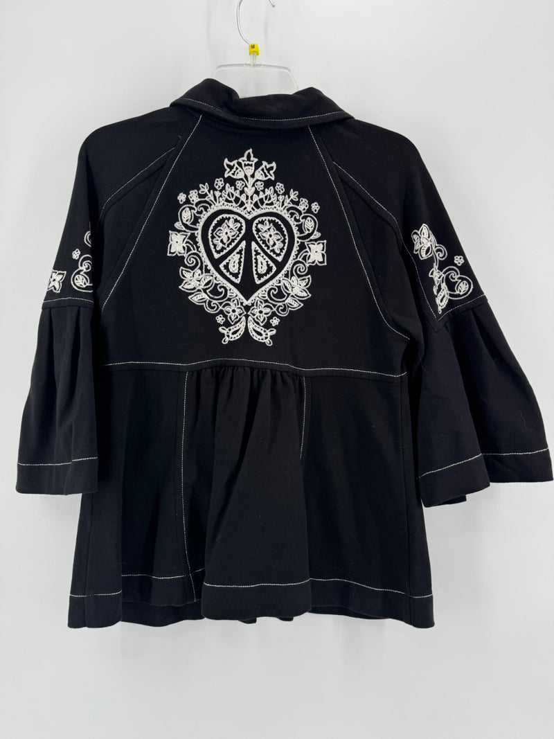 Ivy Jane Black Embroidered Coat Size M