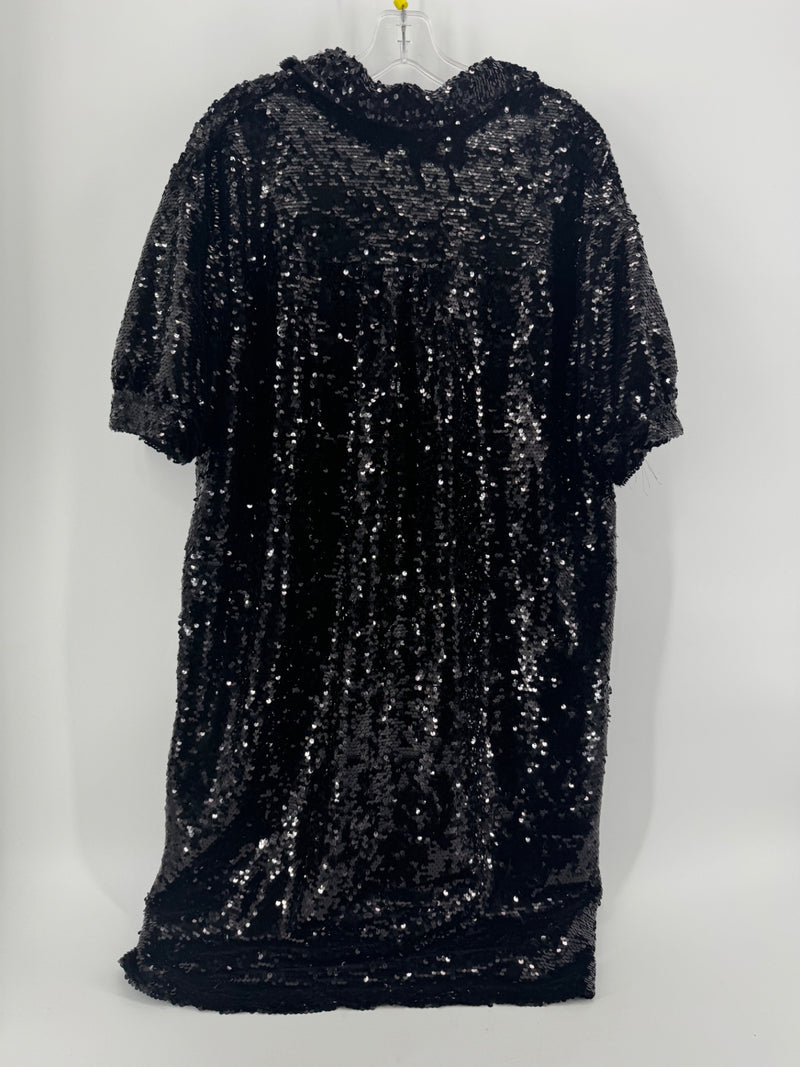 EVERY Black Sequins Button Up Dress Size M