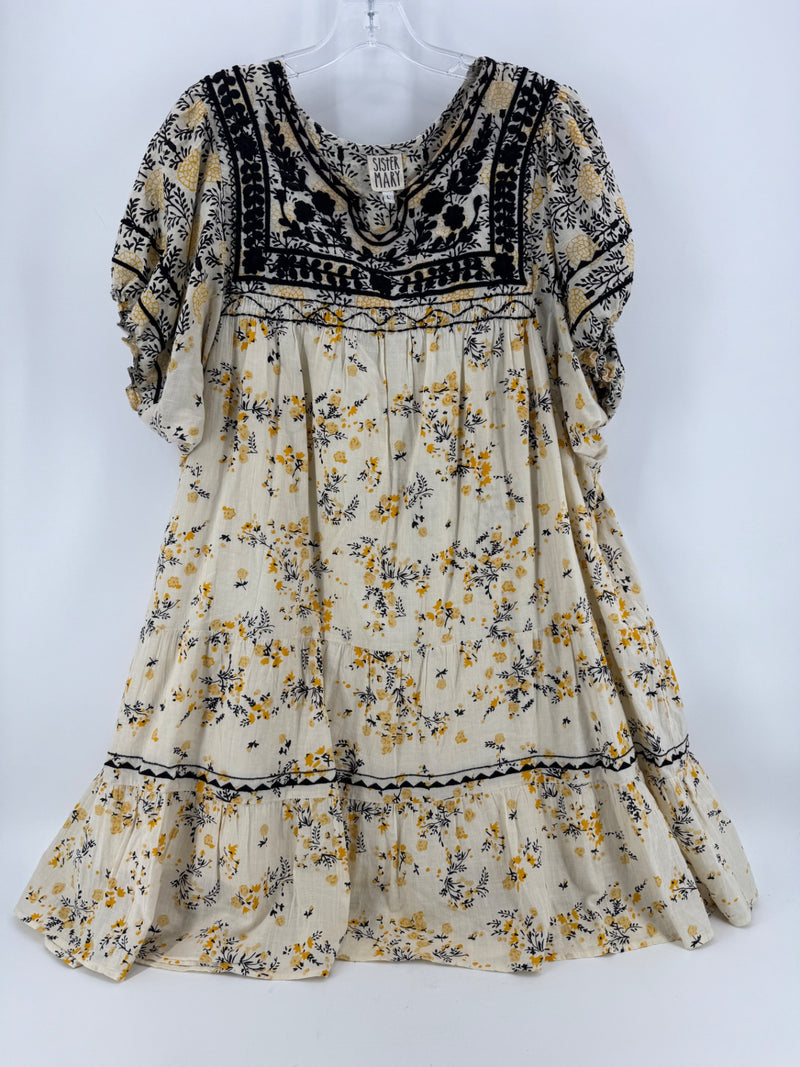 Sister Mary Black/Yellow Floral Dress Size LG