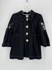 Ivy Jane Black Embroidered Coat Size M