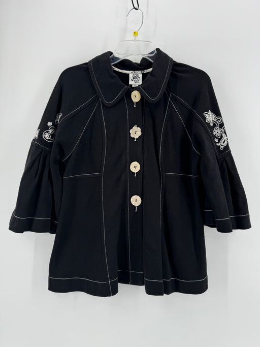 Ivy Jane Black Embroidered Coat Size M