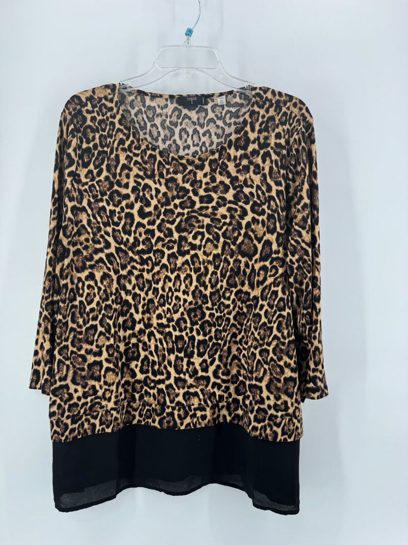 Tahari Leopard Print Top Size XL