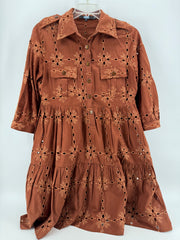 Eva Franco Brown Eyelet Dress Size M