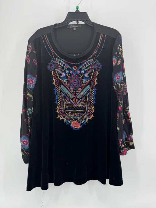 Caleooa Velvet Embroidered Tunic Size L