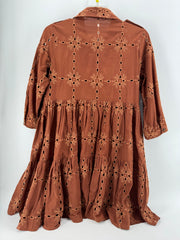 Eva Franco Brown Eyelet Dress Size M